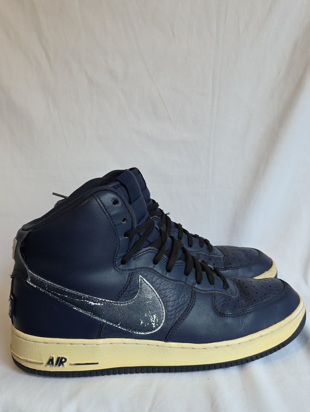 Nike Air Force 1 Men’s Navy and Cream High-Top Sneakers